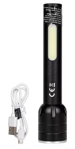 Multifunkciós zseblámpa CREE/COB  LED tölthető 20cm