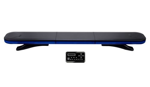 LED KÉK villogó FÉNYHÍD 1200mm SLIM csavarozható 12/24V +TÁVVEZÉRLŐ