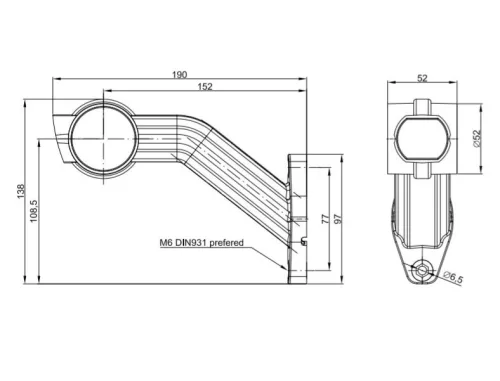 Foncsoros LED gumilámpa 12/24V hosszú ferde (P/F/S) JOBB