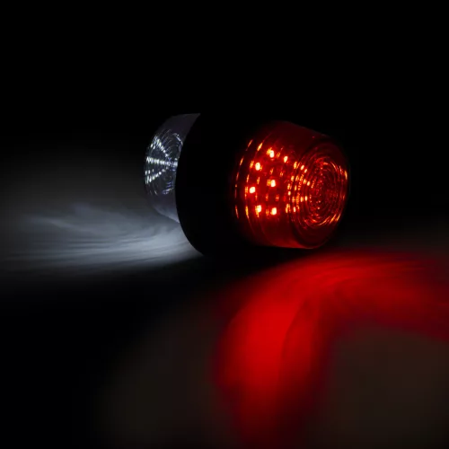 FÜST búrás LED helyzetjelző gumilámpa (piros-fehér) 12/24V
