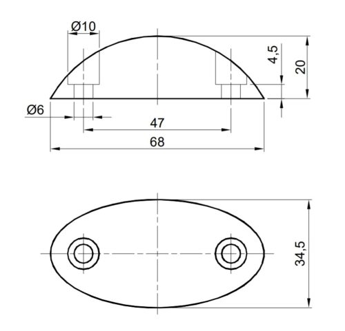 Gumiütköző ovális 68x34,5 mm