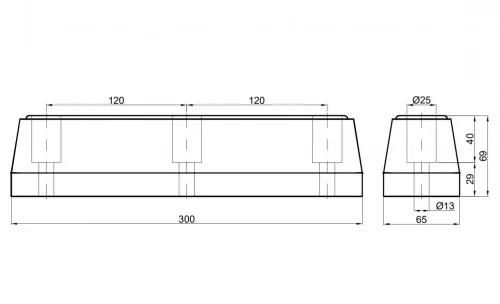 Gumiütköző trapéz 300x65x69 mm
