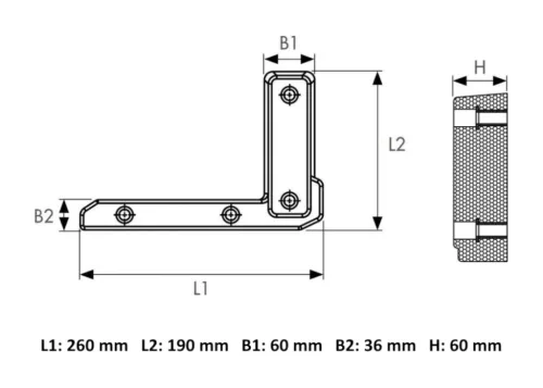 Gumiütköző L-alakú 260x190x60mm KRONE BAL