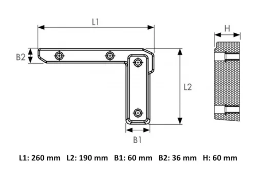 Gumiütköző L-alakú 260x190x60mm KRONE JOBB