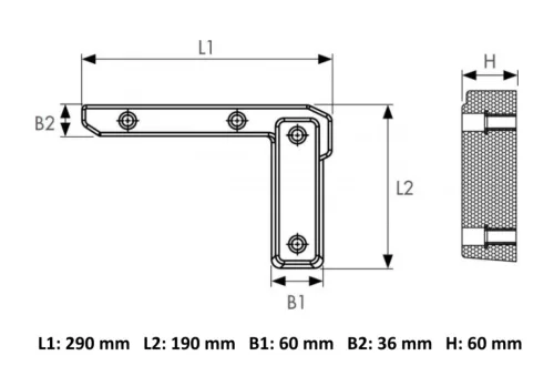 Gumiütköző L-alakú 290x190x60mm KRONE JOBB
