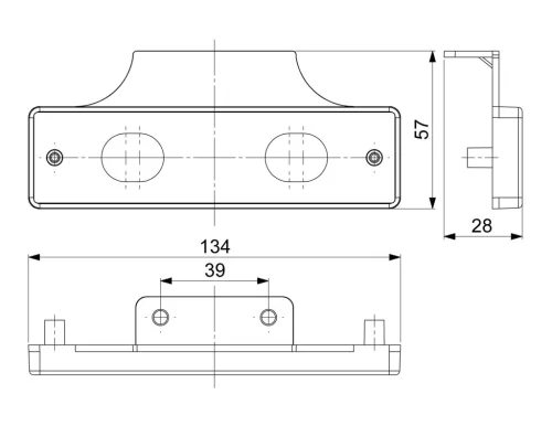 Helyzetjelző lámpa tartó téglalap 130x32mm