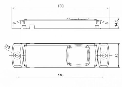 Helyzetjelző lámpa 12/24V (téglalap) szélén ledes, sárga