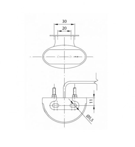Helyzetjelző lámpa 12/24V (félköríves) ledes, piros+tartó