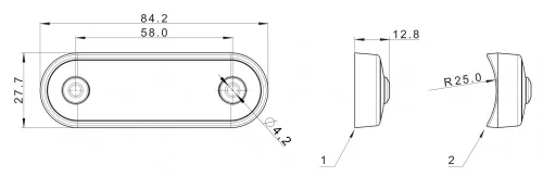 SÁRGA LED helyzetjelző 84x28mm 12/24V VÍZTISZTA