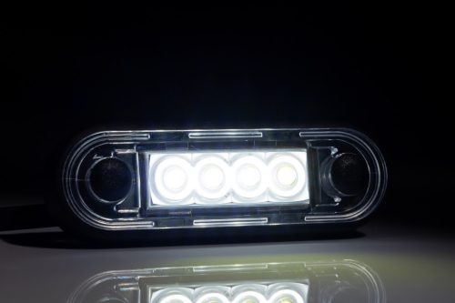 FEHÉR LED helyzetjelző 84x28mm 12/24V VÍZTISZTA