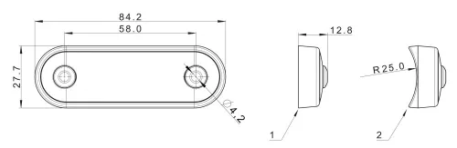 FEHÉR LED helyzetjelző 84x28mm 12/24V VÍZTISZTA