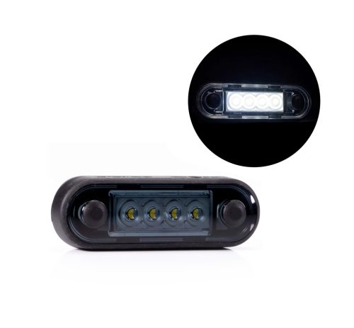 FEHÉR LED helyzetjelző 84x28mm 12/24V FÜST BÚRÁVAL