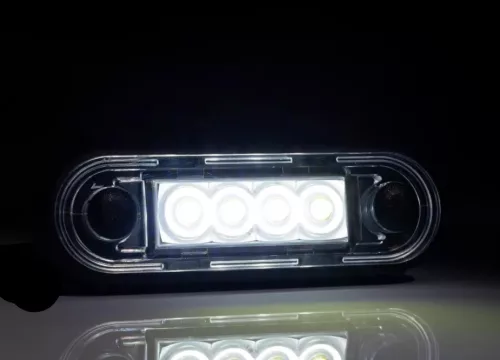 FEHÉR LED helyzetjelző 84x28mm 12/24V FÜST BÚRÁVAL