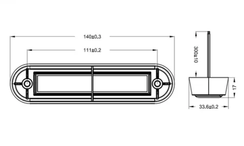 LED helyzetjelző lámpa (140x34mm) 12/24V piros