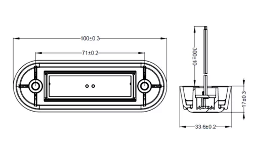 LED helyzetjelző lámpa (100x34mm) 12/24V piros