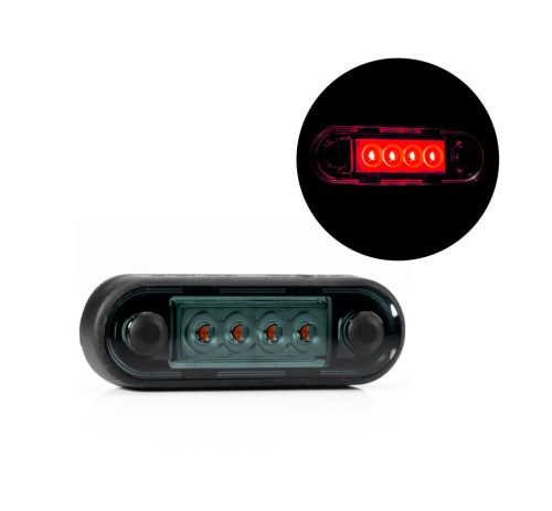 PIROS LED helyzetjelző 84x28mm 12/24V FÜST BÚRÁVAL