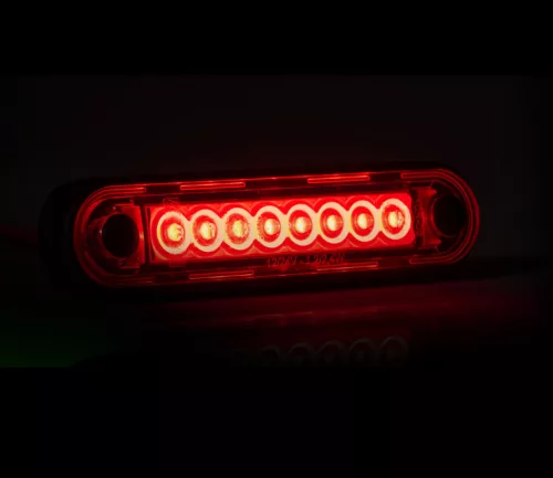 PIROS LED helyzetjelző 120x28mm 12/24V FÜST BÚRÁVAL