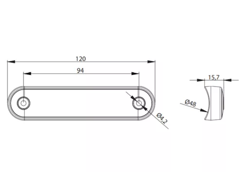 PIROS LED helyzetjelző 120x28mm 12/24V FÜST BÚRÁVAL
