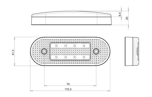 LED helyzetjelző lámpa 12/24V (ovális) Csíkos Piros