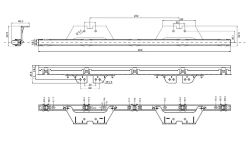 LED helyzetjelző lámpa (500x18mm) 12/24V Piros