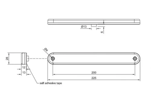 Helyzetjelző lámpa LED 12/24V (hosszú slim) kerekített SÁRGA
