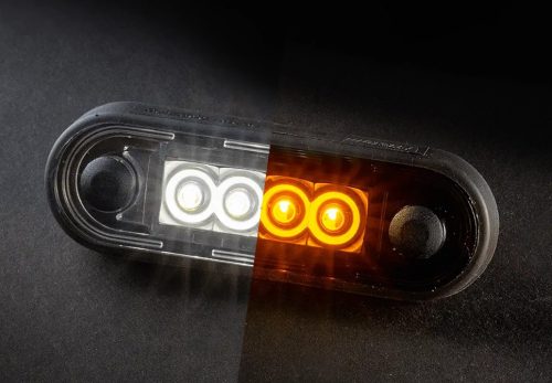 FEHÉR/SÁRGA LED helyzetjelző 84x28mm 12/24V VÍZTISZTA