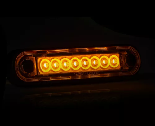 SÁRGA LED helyzetjelző 120x28mm 12/24V FÜST BÚRÁVAL