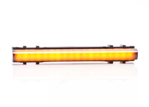 LED helyzetjelző lámpa (125x18mm) 12/24V Sárga, Füst búrával