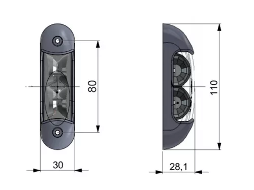 Szélességjelző lámpa 12/24V (ÚJ) LED piros-fehér-sárga