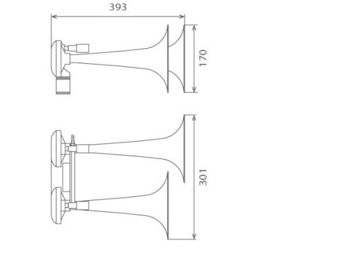SEGER dupla légkürt EXTRA nagy tölcsérrel 24V