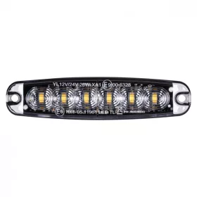 6 POWER LED-es SLIM sárga villogó modul 12/24V