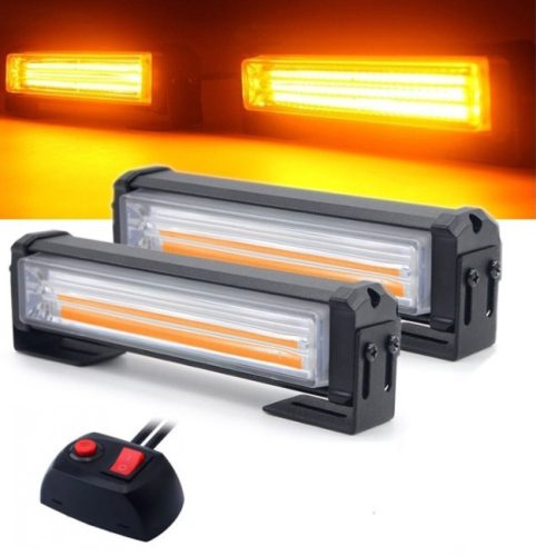 COB LED-es sárga villogó szett 12/24V