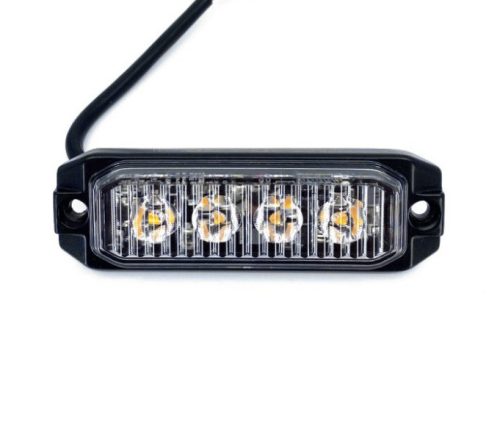 4 POWER LED-es SLIM sárga villogó modul 12/24V ALU