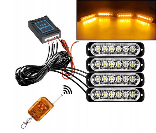 SLIM LED sárga villogó szett 12/24V TÁVIRÁNYÍTÓS