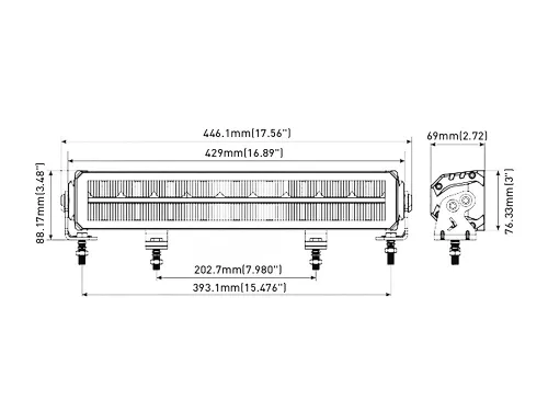LUMINEX LED fényhíd VONAL helyzetjelzővel 429mm 12/24V