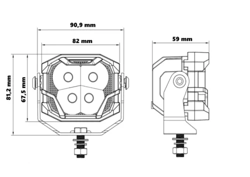 Formatervezett 4 CREE LED-es MINI munkalámpa 12/24V SZÚRÓ fénnyel
