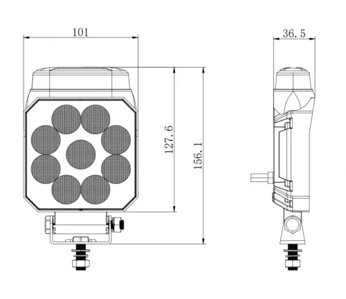 SMD LED munkalámpa és SÁRGA villogó (101x128mm) kombinált fény 12/24V