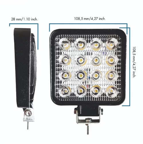 Munkalámpa 16 LED-es (110x110mm) villogó funkcióval