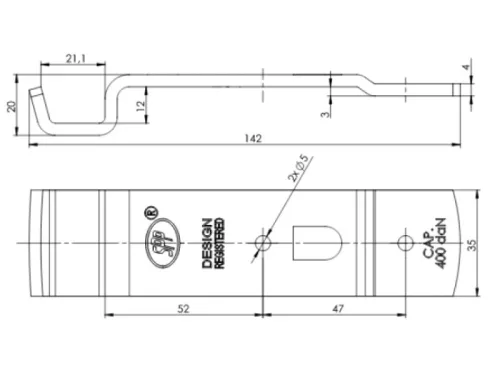 Oldalfal kapocs ellendarab 145 x 35 lépcsős
