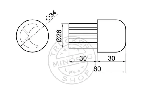 Ponyvafeszítő cső végdarab 34 mm