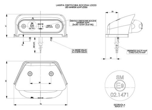 Ovális LED helyzetjelző lámpa tetőre 12/24V Fehér