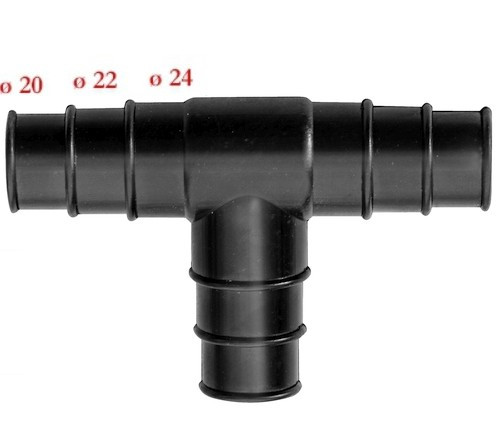 Tömlő toldó T műanyag 20-22-24mm