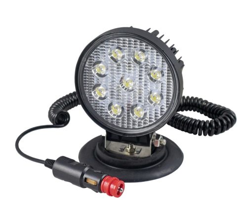 Munkalámpa 9 LED-es kerek terítő fény, mágnestalpas-szivargyújtós