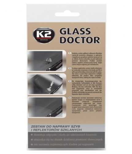K2 GLASS DOCTOR szélvédő és üveg javító szett