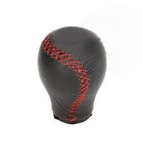 Bőr váltógomb menetes fekete/piros