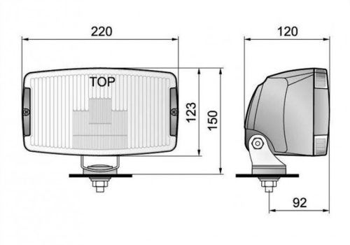Ködfényszóró (téglalap) 220x123  mm fehér üveg, fekete ház