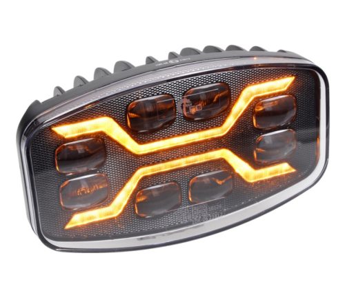 Ovál "DRAGON" LED fényszóró 12/24V fehér LED nappali fénnyel és sárga villogó funkcióval