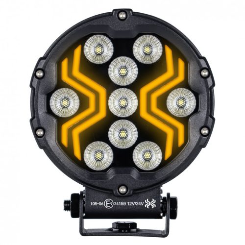 Kerek "SPIDER" LED fényszóró 12/24V sárga LED helyzetjelzővel