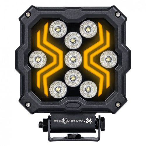 Szögletes "SPIDER" LED fényszóró 12/24V sárga LED helyzetjelzővel