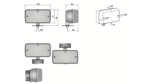 Hátsó köd lámpa téglalap